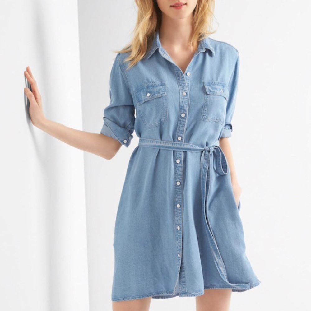 GAP Chambray (Tencel) denim tie-belt  shirtdress